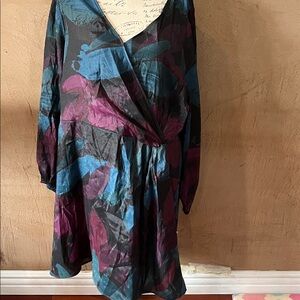 Ava & Viv Long Sleeve Multicolor Dress 2X new